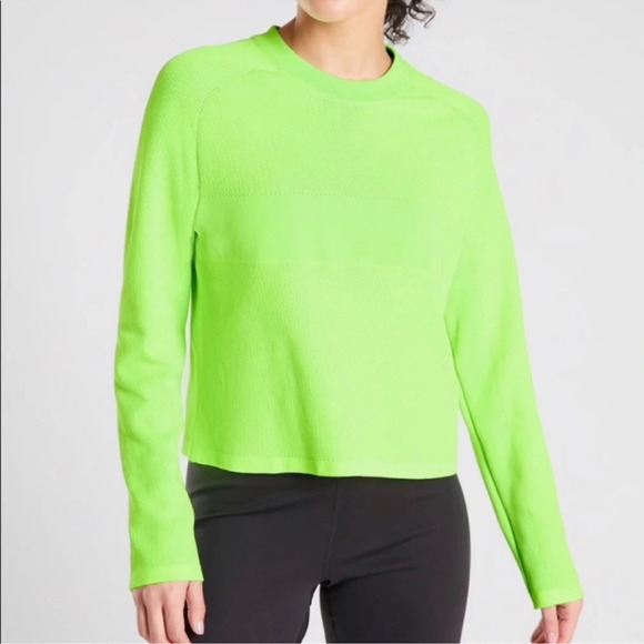 Athleta Turbo Seamless Sweatshirt Young Banana Semi Crop - Picture 1 of 5